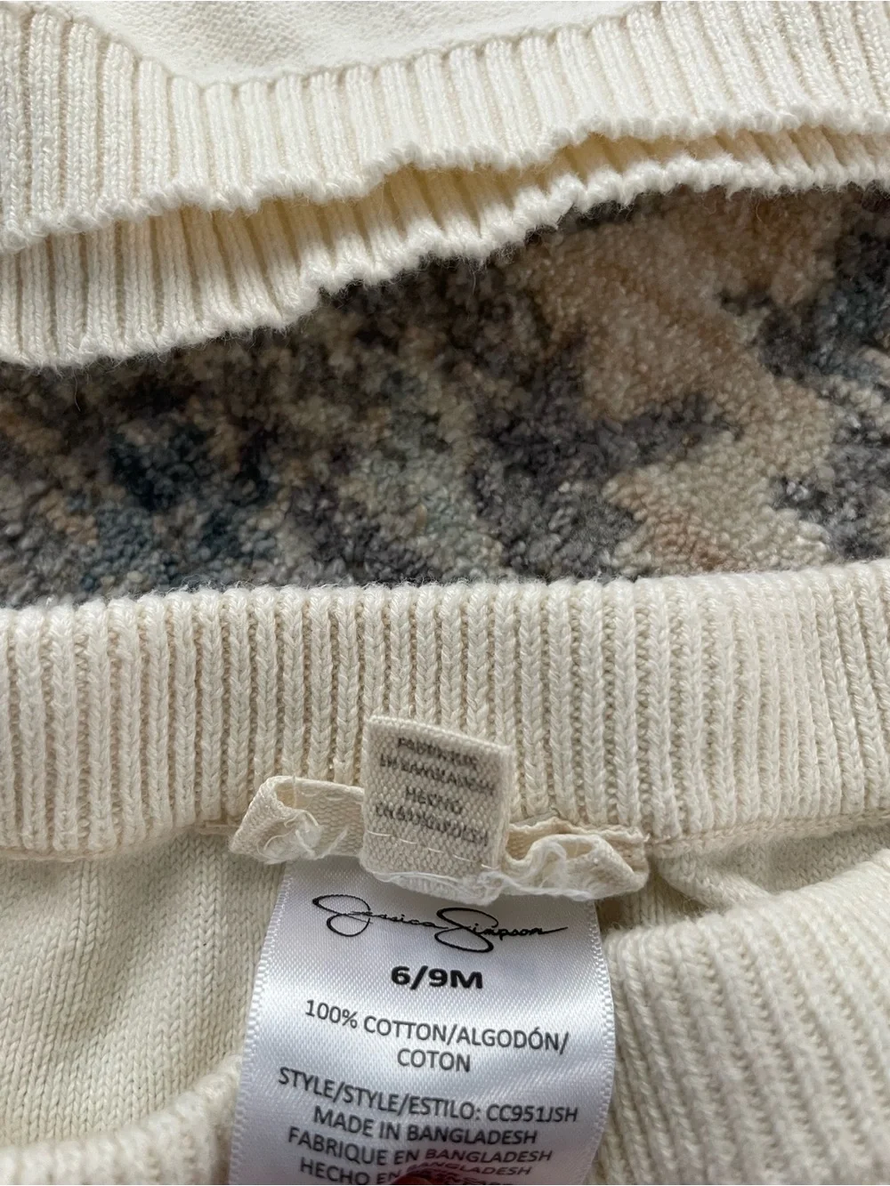 Jessica Simpson Cream Knit Puff Sleeve Top & Bloomer Set